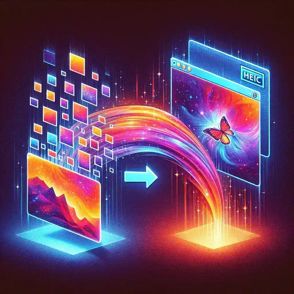 "Image showing the conversion process from HEIC to JPG, illustrating key steps and tools featured in the Ultimate Guide to Converting Apple's HEIC format to universal JPG."